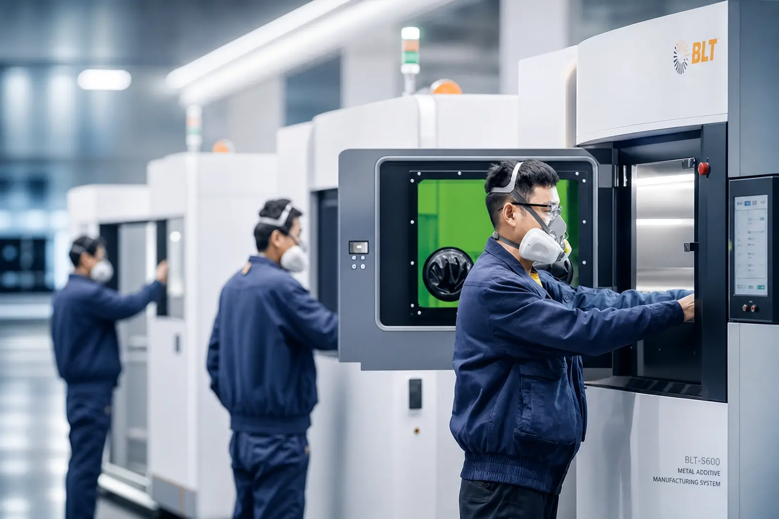 Operators on an L-PBF production floor