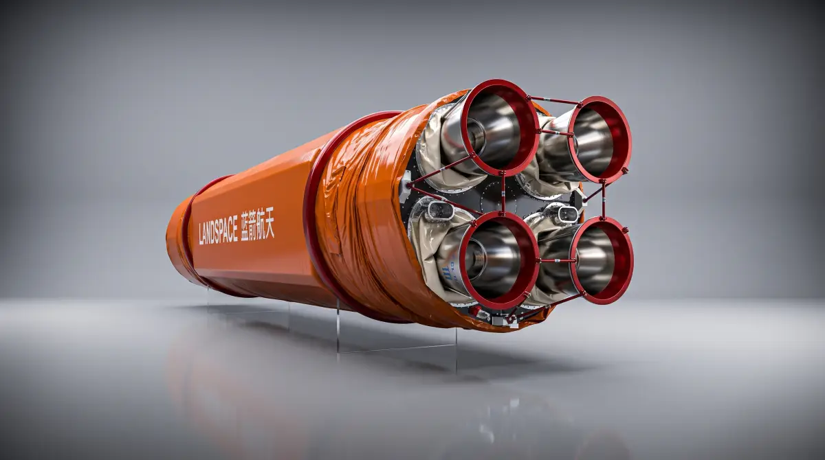 LandSpace reusable test stage with metal 3D printed engine components