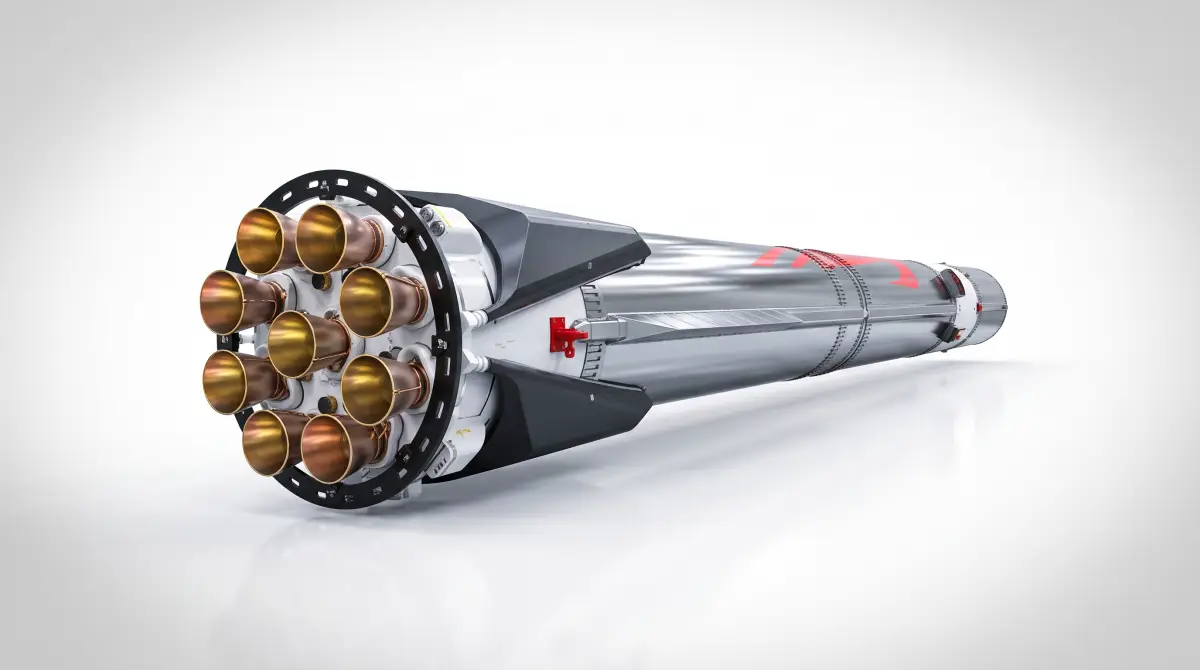 Zhuque-3 first stage with nine 3D-printed-content Tianque methalox engines