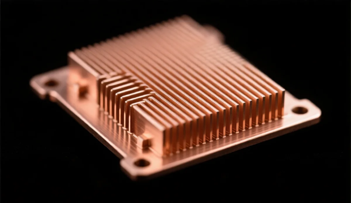 3D printed copper microchannel cold plate with visible internal cooling channels