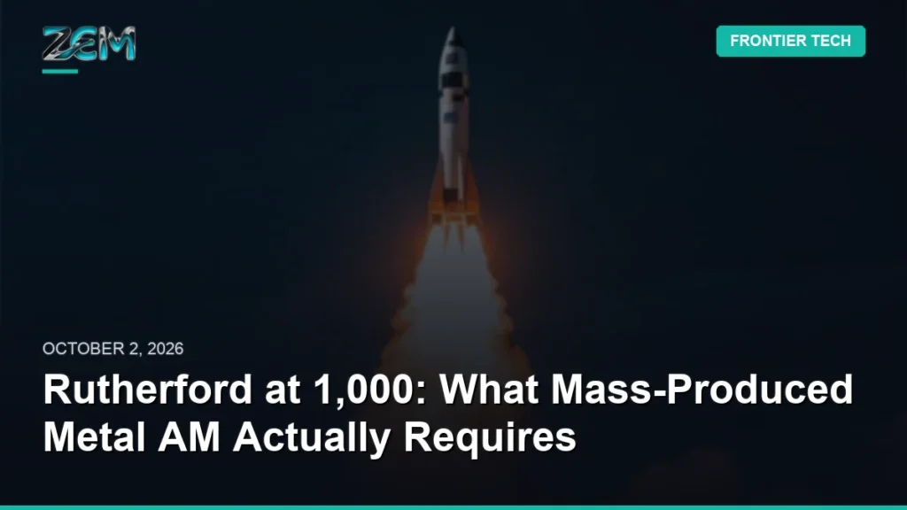 Rutherford at 1,000: What Mass-Produced Metal AM Actually Requires - 3ddemiurge article cover Rutherford at 1,000: What Mass-Produced Metal AM Actually Requires - 3ddemiurge article cover