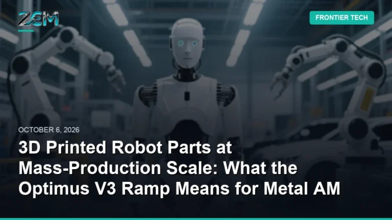 3D Printed Robot Parts at Mass-Production Scale: What the Optimus V3 Ramp Means for Metal AM