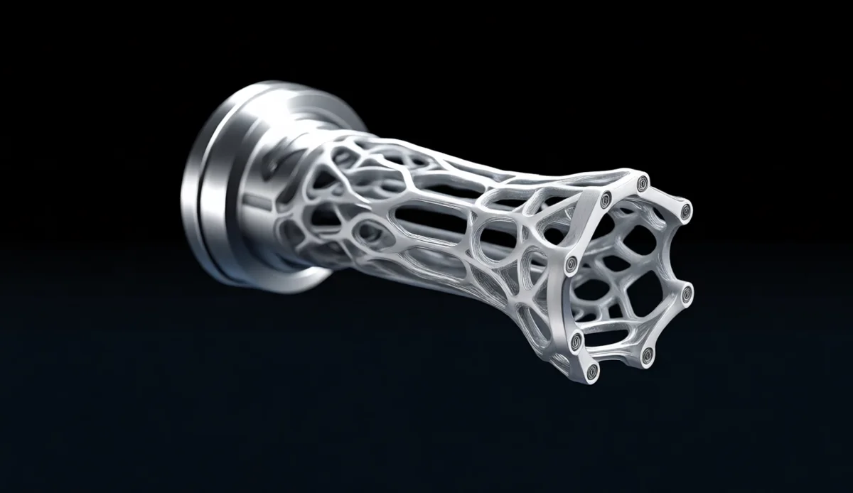 Topology-optimized robot joint carrier Metal 3D printed lightweight robot joint carrier with topology optimized lattice structure