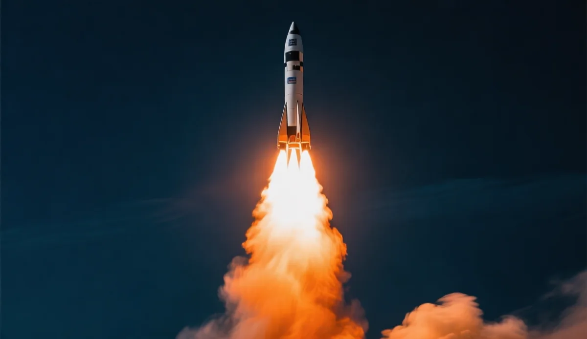 Electron-class rocket: 3D printed engines at flight rate Small orbital rocket launching at night with bright engine exhaust